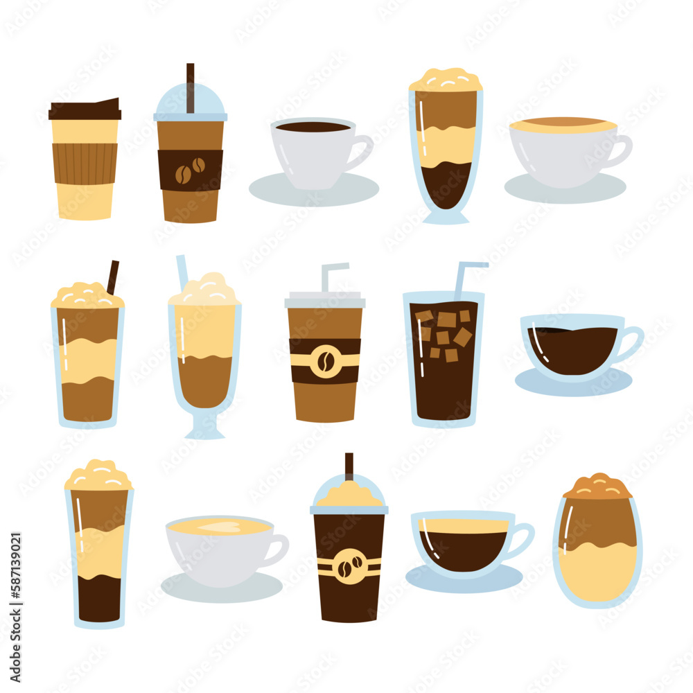 Coffee drink element vector illustration set Coffee drink element vector illustration set