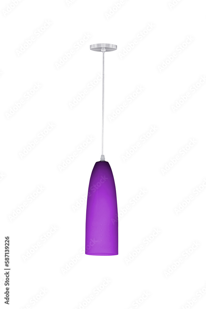 Purple hanging lamp.