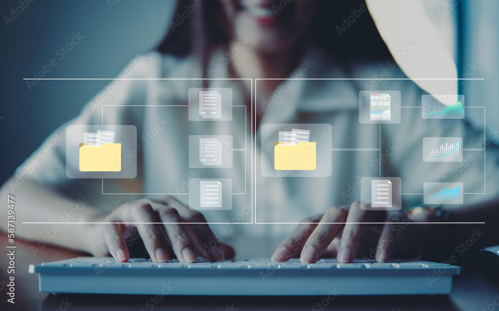Data Digital system and diagram transferring documents. File Transfer