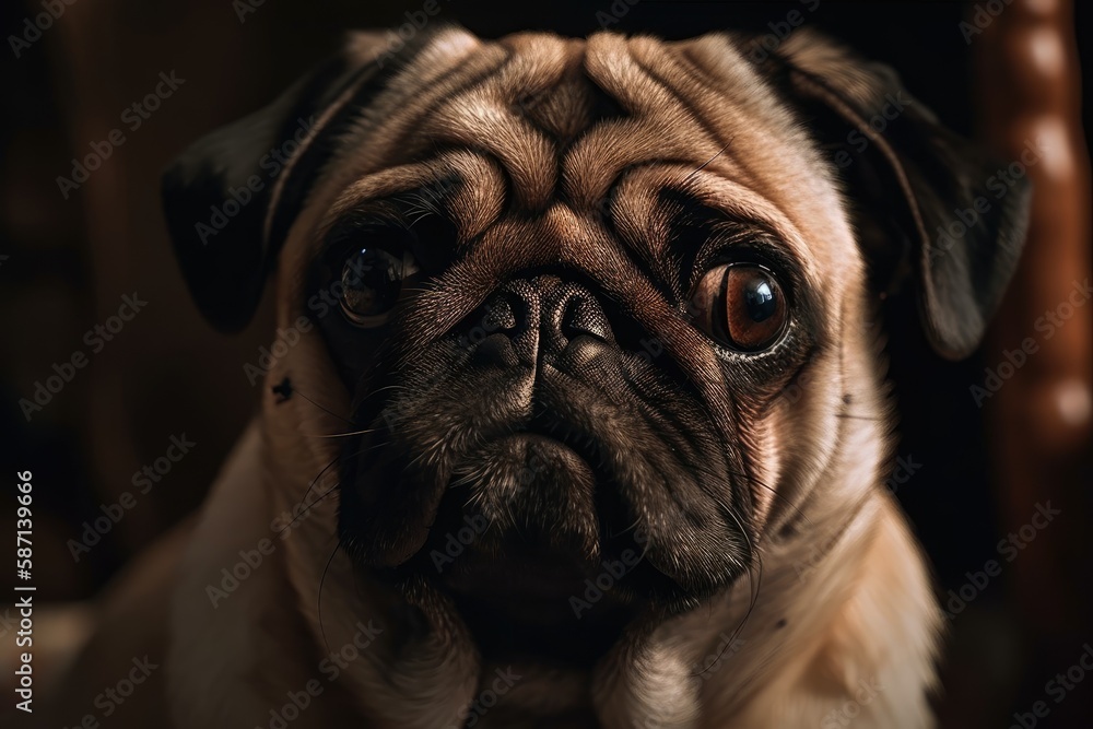 dog facial portrait, cute pet, domestic dog. Generative AI