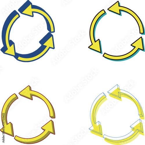 サイクル図　インフォグラフィック用矢印　黄色系　セット