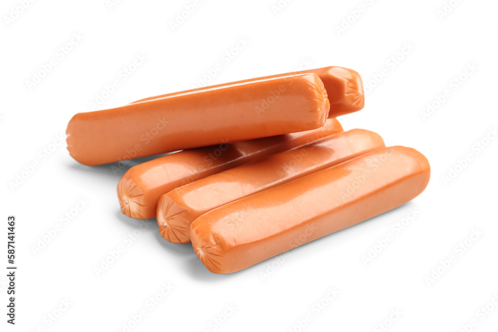 Tasty sausages isolated on white background Tasty sausages isolated on white background