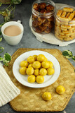 Nastar cookies or pineapple tart is a small size cookies filled with pineapple jam. selective focus