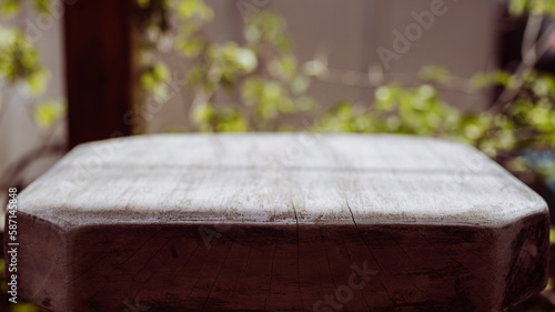 wooden table surface, old, blurred background