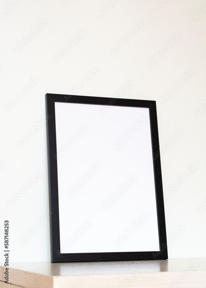 White poster with black frame mockup illustration White poster with black frame mockup illustration