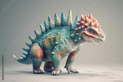 toy dinosaur with spiky head and colorful body. Generative AI © AkuAku