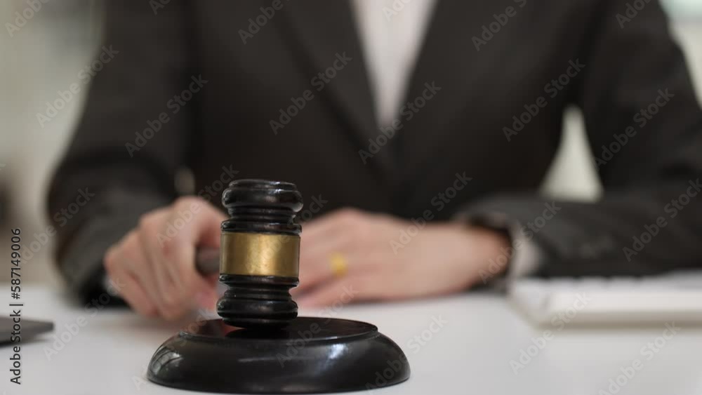 law office desk, law firms, advice and justice concept. Lawyer's hammer.