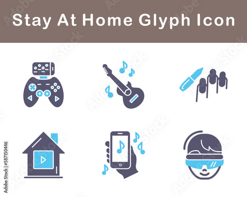 Stay At Home Vector Icon Set
