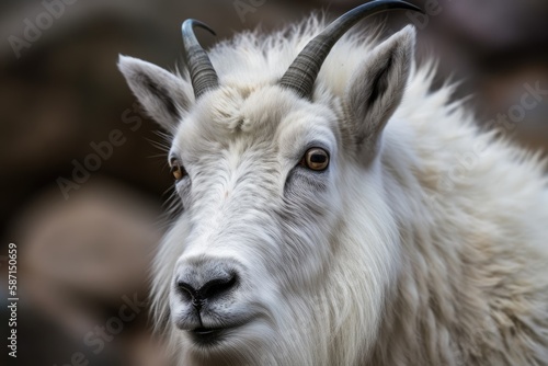 A zoo portrait of a mountain goat. Generative AI