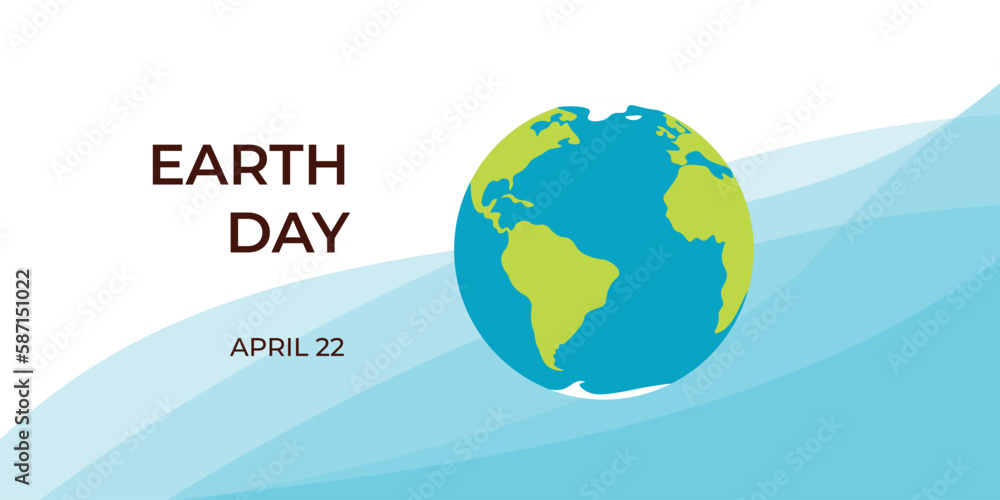 Earth Day Background. Planet Earth over blue waves on a white background. Illustration for wallpaper, banners, posters, cards. Earth Day Background. Planet Earth over blue waves on a white background. Illustration for wallpaper, banners, posters, cards.