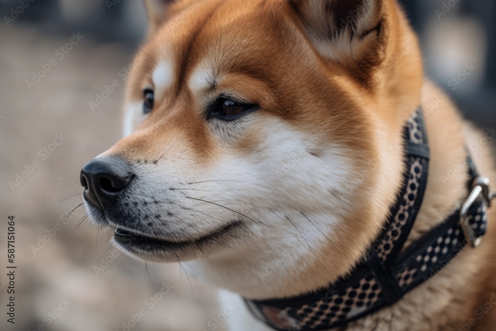 Dog muzzle of a pedigreed Shiba inu. Generative AI