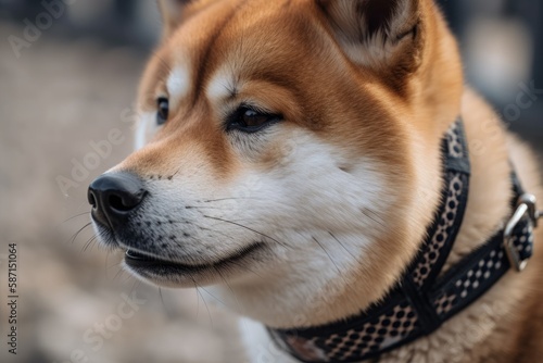 Dog muzzle of a pedigreed Shiba inu. Generative AI