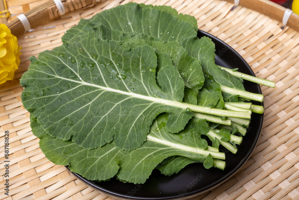 Fresh lettuce greens, kale and pickled mustard. Fresh lettuce greens, kale and pickled mustard.