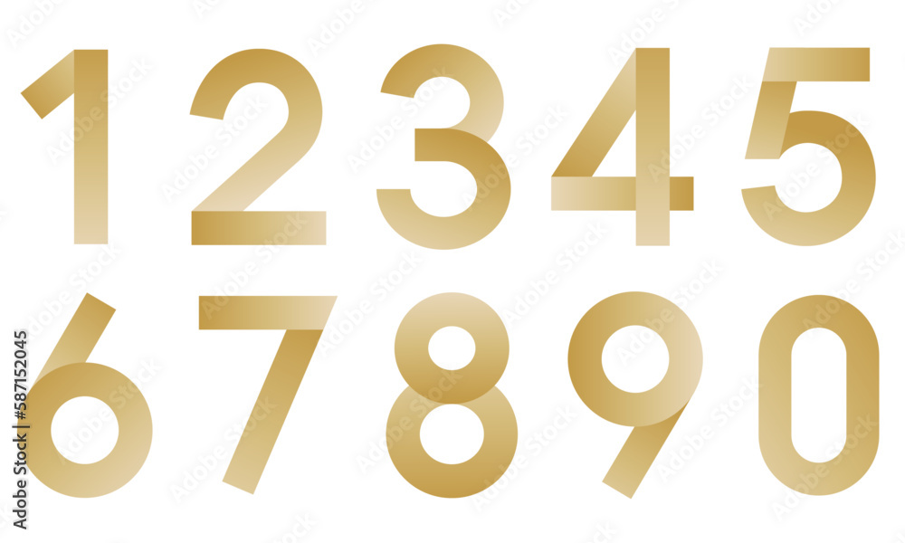 Vector gradient metal textured Arabic numerals Vector gradient metal textured Arabic numerals