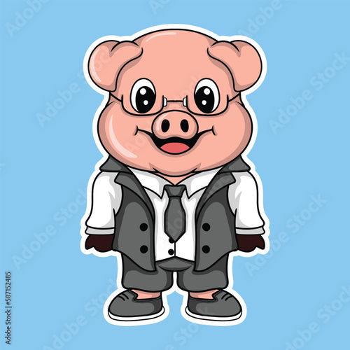 artwork illustration and T shirt design cute pig man character