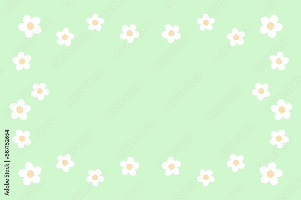 緑色の小さなお花のフレーム素材