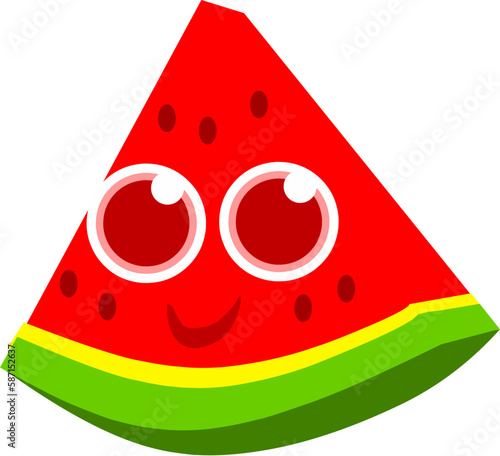 Slice of Fresh Watermelon Cartoon Caharacter Vector art photo