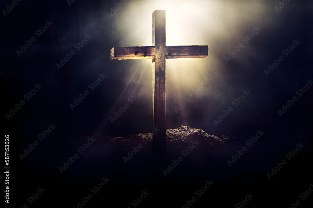 Naklejka premium a cross with a light shining on it 