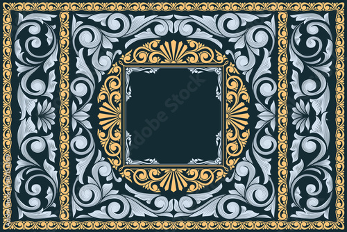 Decorative ornate retro floral blank card
