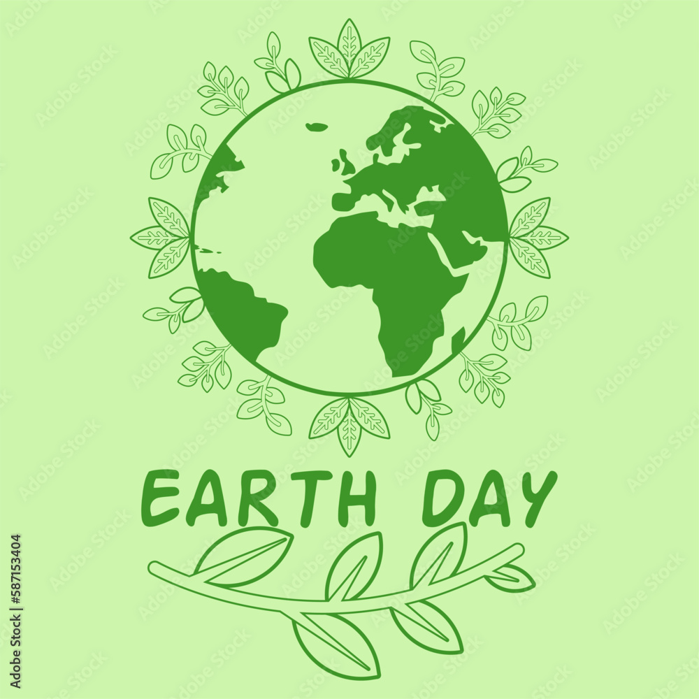 Happy earth day. Vector illustration of international mother earth day. Design for earth day celebration or environmental concerns. Green world of nature. Save the world design poster. Green planet Happy earth day. Vector illustration of international mother earth day. Design for earth day celebration or environmental concerns. Green world of nature. Save the world design poster. Green planet