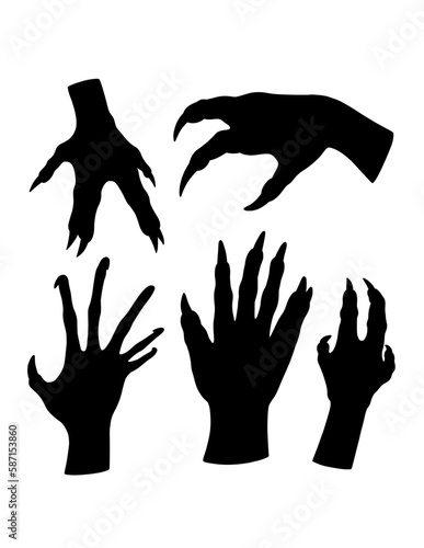 Hand sign and symbol, hand action gesture silhouette