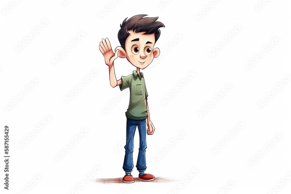 Handsome young man happy standing waving hand