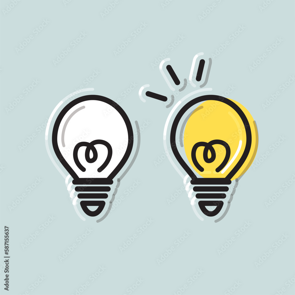 ひらめくイメージで光る電球のイラスト ひらめくイメージで光る電球のイラスト