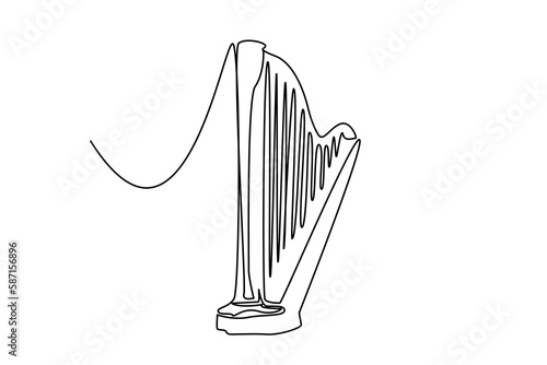 harp retro classical musical instrument minimal line art