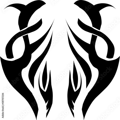tribal pattern tattoo vector art design, isolated illustration abstract pattern on white background, tattoo art tribal vector design. Simple logo.