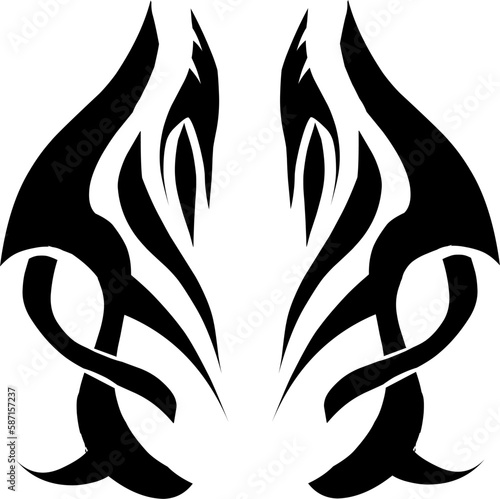 tribal pattern tattoo vector art design, isolated illustration abstract pattern on white background, tattoo art tribal vector design. Simple logo.