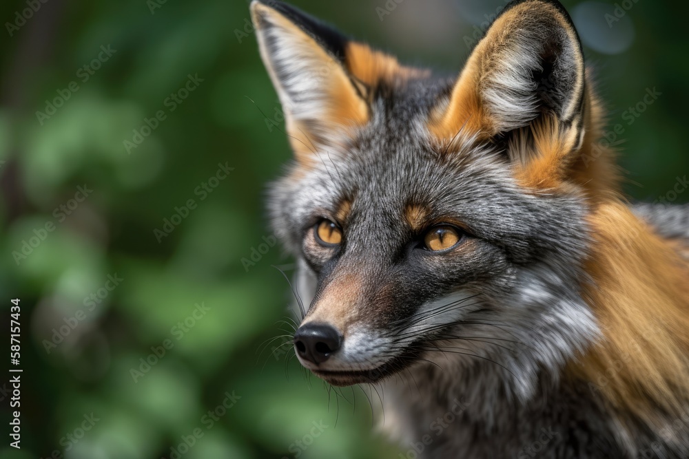 Fototapeta premium Cross Fox with large, lovely eyes. Generative AI