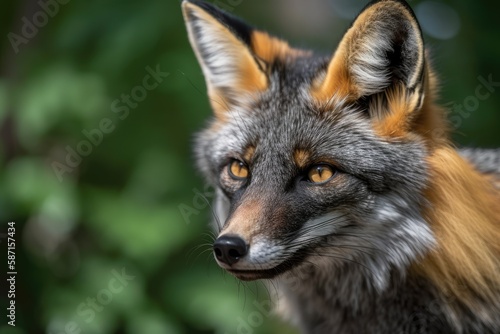 Cross Fox with large, lovely eyes. Generative AI © AkuAku