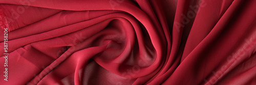 Luxurious red burgundy viscose or silk fabric
