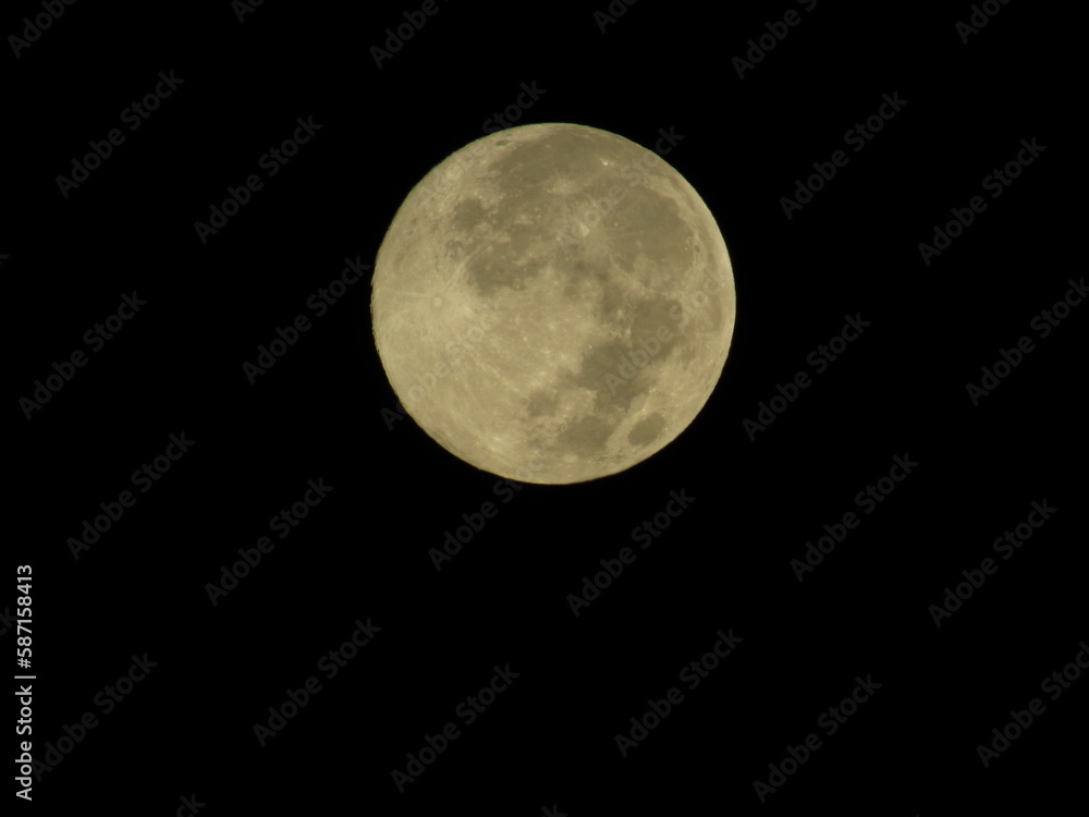 Moon Closeup Showing the Details of Lunar Surface at Night Moon Closeup Showing the Details of Lunar Surface at Night