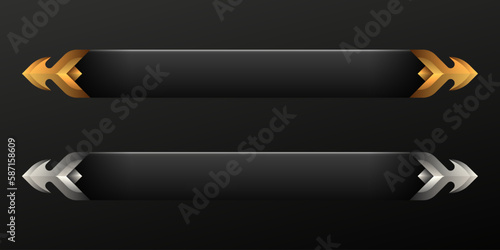 Abstract gold and silver border lower third game gui screen title banner bars template