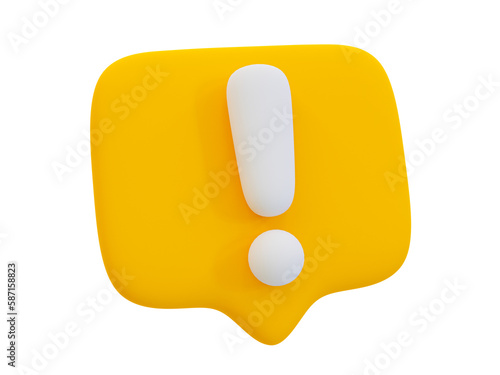 3d minimal exclamation mark icon. warning icon. beware, watch out, be careful. 3d illustration. photo