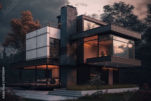 Very modern luxury house. High quality generative ai