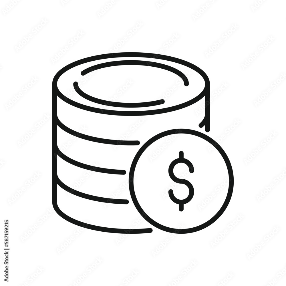 Editable Icon of Coin Dollar, Vector illustration isolated on white background. using for Presentation, website or mobile app Editable Icon of Coin Dollar, Vector illustration isolated on white background. using for Presentation, website or mobile app