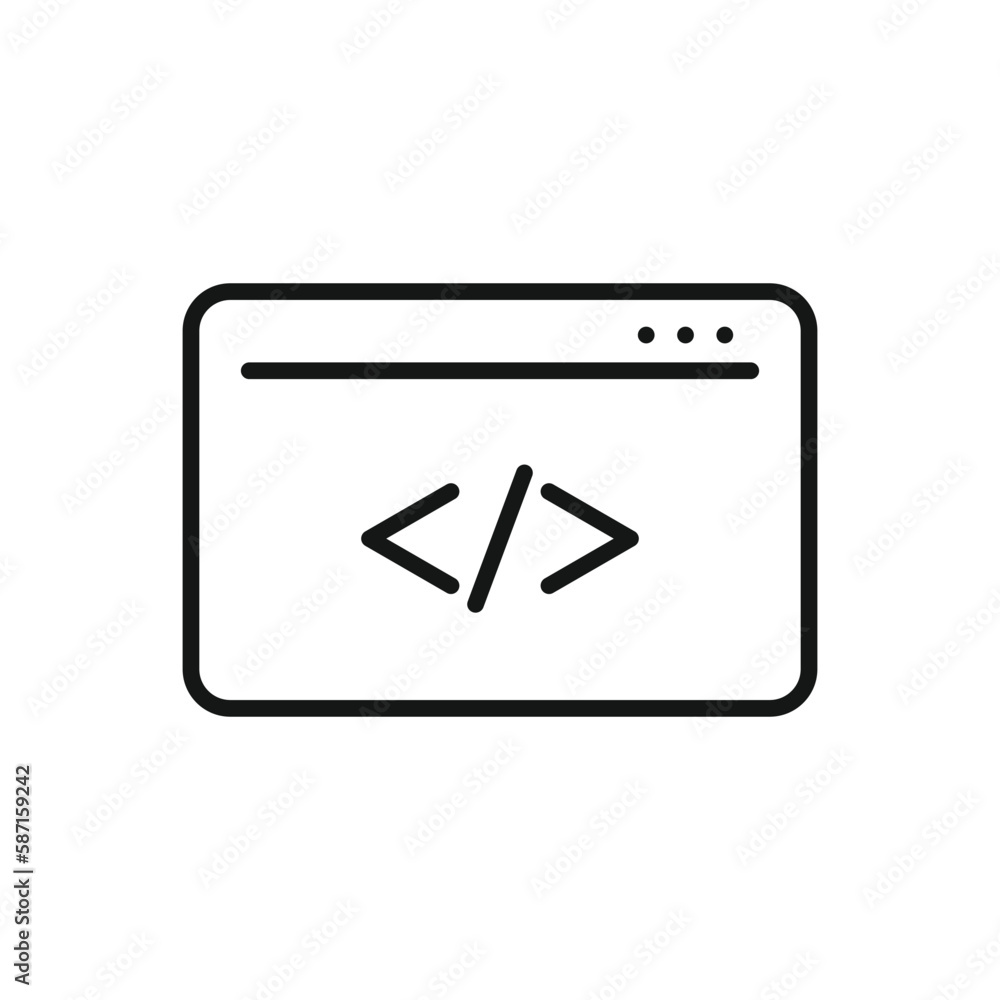 Editable Icon of Development Code Web browser, Vector illustration isolated on white background. using for Presentation, website or mobile app Editable Icon of Development Code Web browser, Vector illustration isolated on white background. using for Presentation, website or mobile app