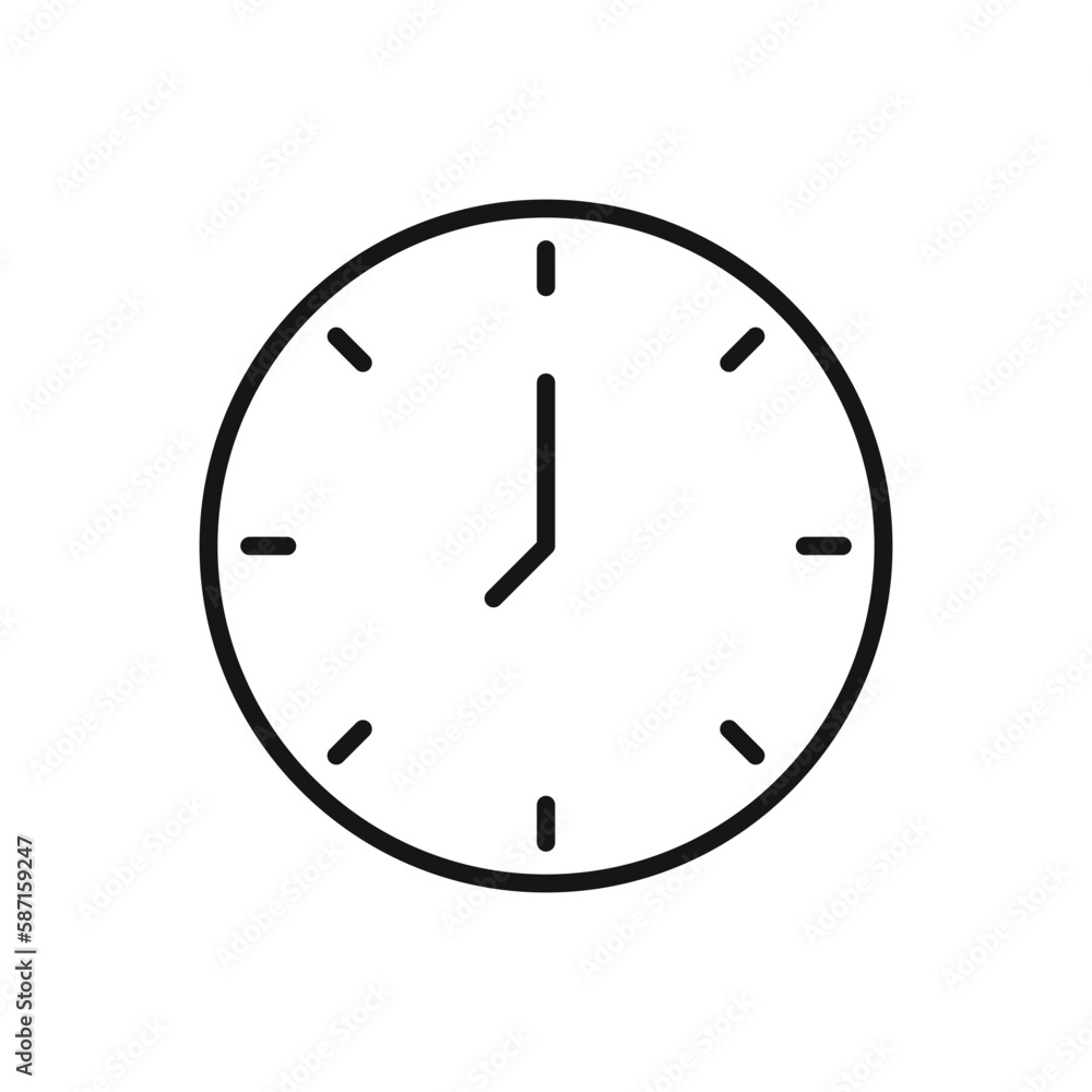 Editable Icon of Time Wall Clock, Vector illustration isolated on white background. using for Presentation, website or mobile app Editable Icon of Time Wall Clock, Vector illustration isolated on white background. using for Presentation, website or mobile app