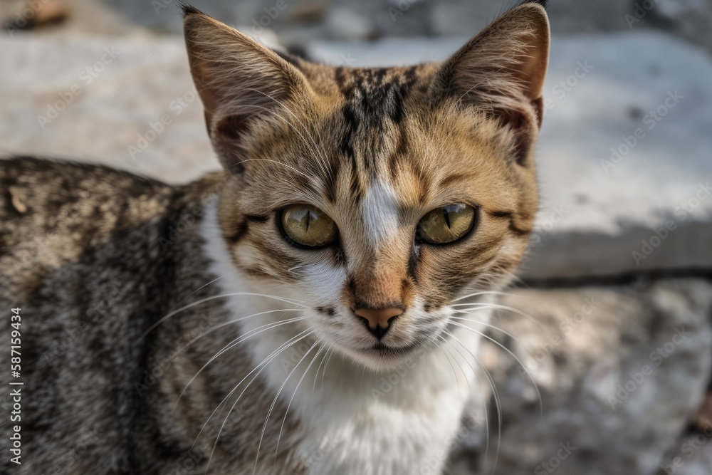 A close up portrait of a spotted cat. Generative AI