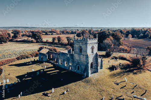 Ruins of the church. The ruins of the gothic church. England, UK. St Mary's Church (ruin), Colston Bassett.  photo