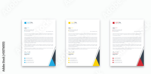 Modern Creative minimalist clean professional corporate company business letterhead template design with color variation bundle

