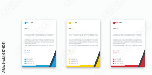 Modern Creative minimalist clean professional corporate company business letterhead template design with color variation bundle
