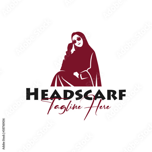 muslim woman vector illustration logo