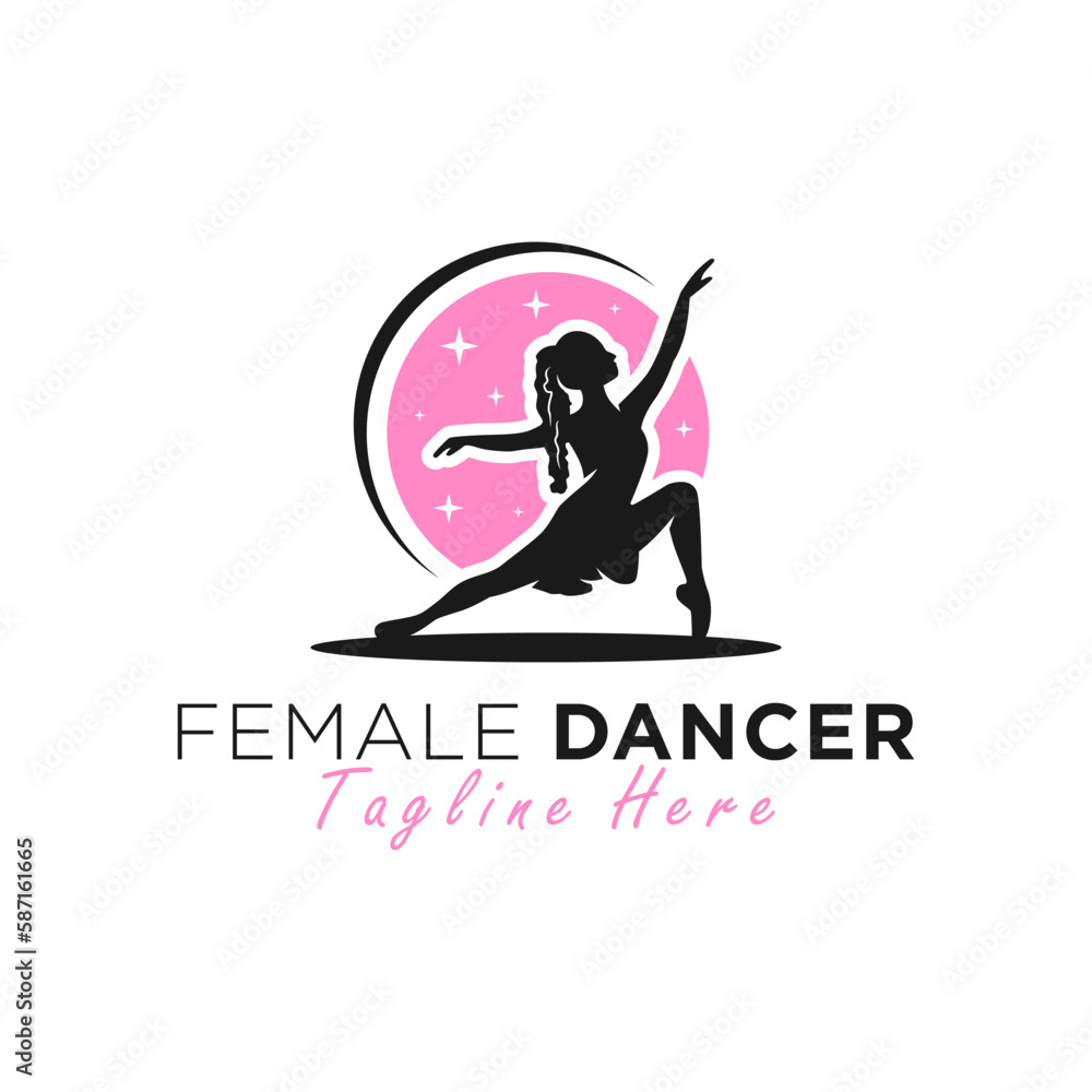woman dancer vector illustration logo