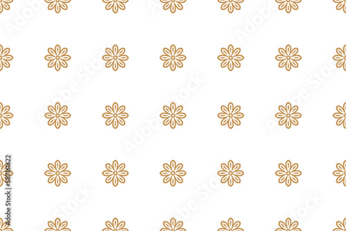 Star anise pattern with gold color. vector illustration with line art isolated in white background. seamless design.