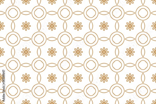 Star anise pattern with gold color. vector illustration with line art isolated in white background. seamless design.