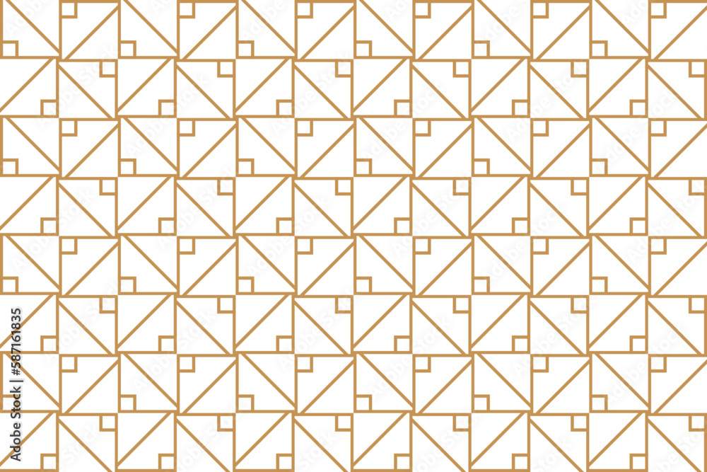 Seamless pattern with gold color in square shape. Vector illustration with triangle and geometric style.