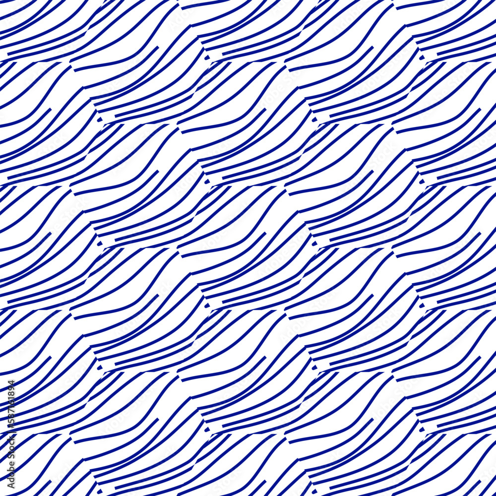 Abstract seamless vector ornamental pattern for fabric in indigo color.